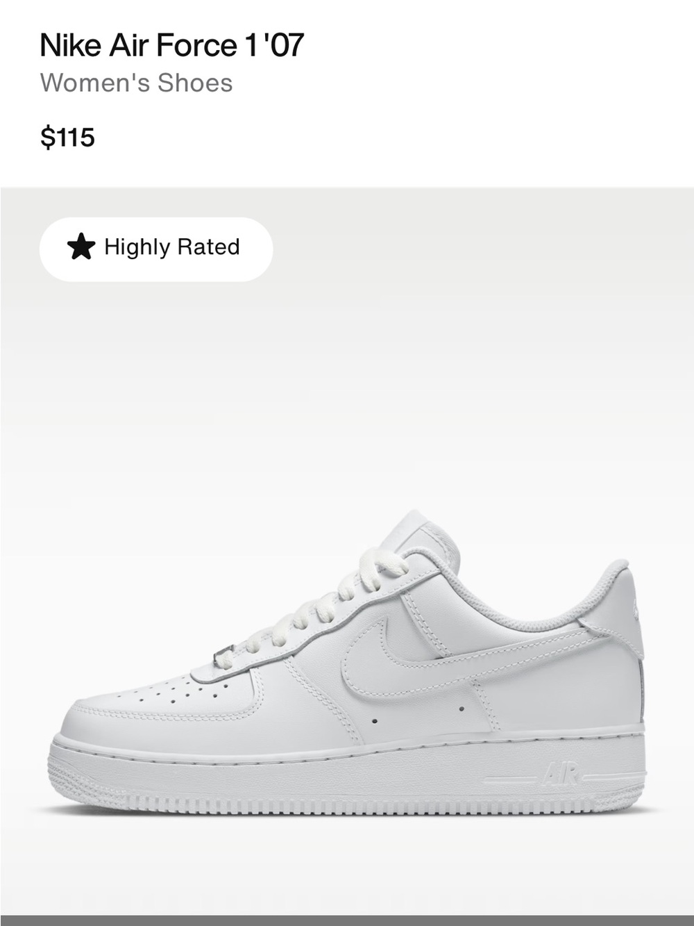 BNNW Nike Air Force 1 in Iconic Triple White
